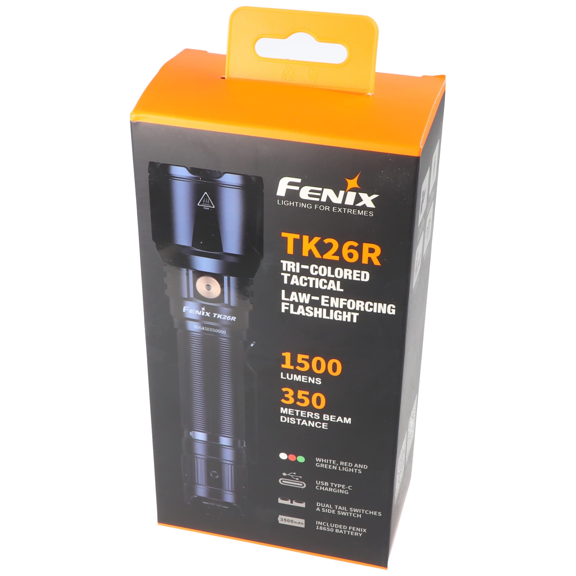 Lampe de poche à LED Fenix TK26R max. 1 500 lumens et 347 mètres d’éclairage, tricolore, batterie Li-Ion de 3 500 mAh incluse