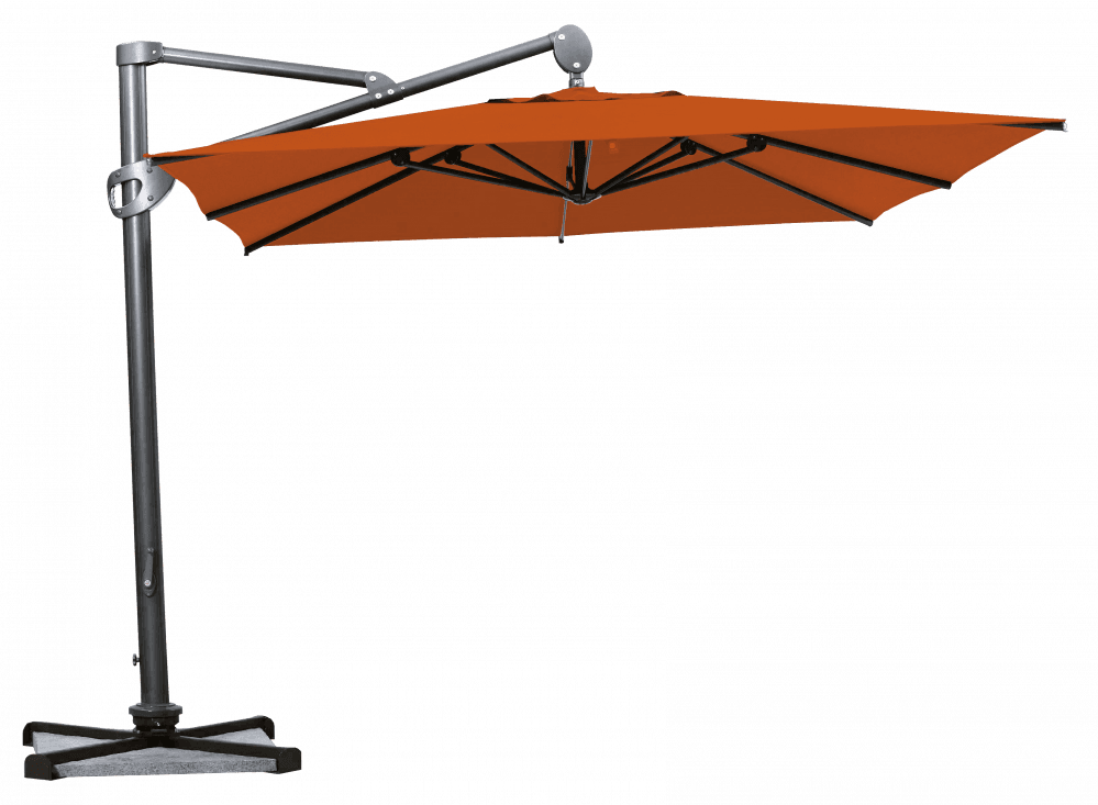 Parasol déporté Helios résistant au vent Carré 300x300 Acrylique sunbrella premium Pumpkin | La Maison du Parasol