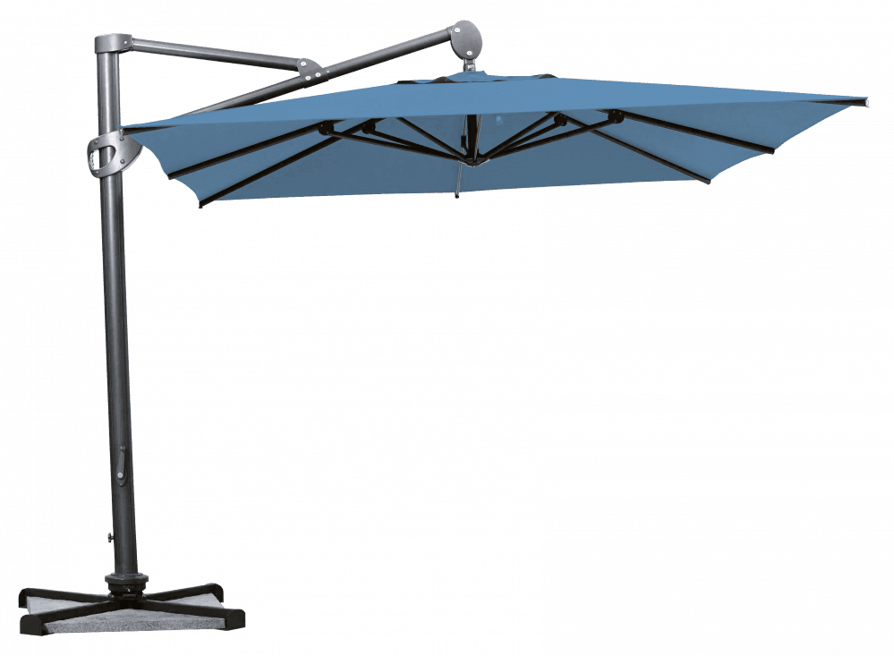 Parasol déporté Helios résistant au vent Carré 300x300 Acrylique sunbrella premium Myosotis | La Maison du Parasol