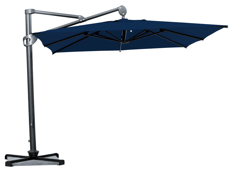 Parasol déporté Helios résistant au vent Carré 300x300 Acrylique sunbrella premium Navy Blue | La Maison du Parasol