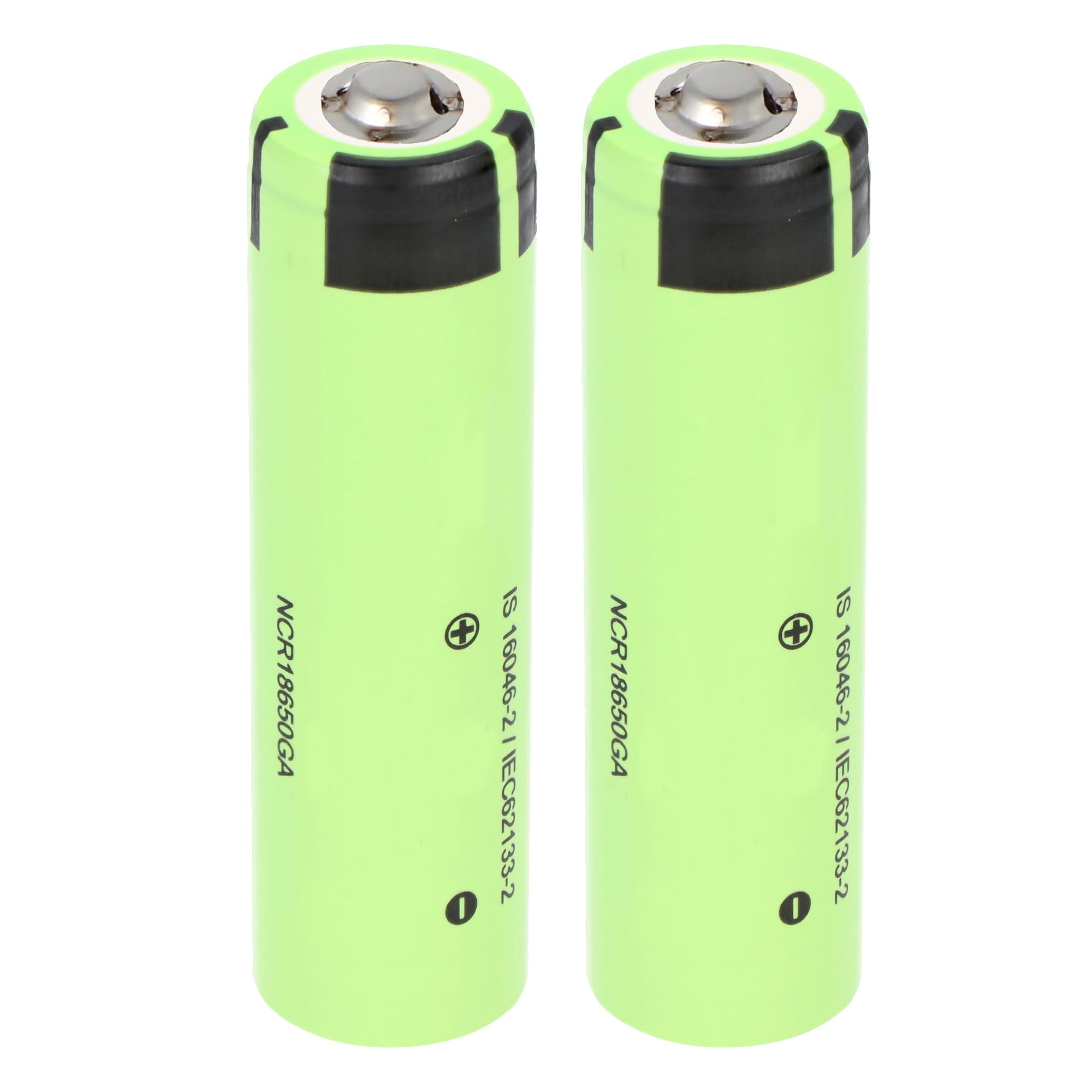 Lot de 2 batteries Panasonic 18650 Li-ion avec pôle positif surélevé, non protégées, 69,5 x 18,4 mm