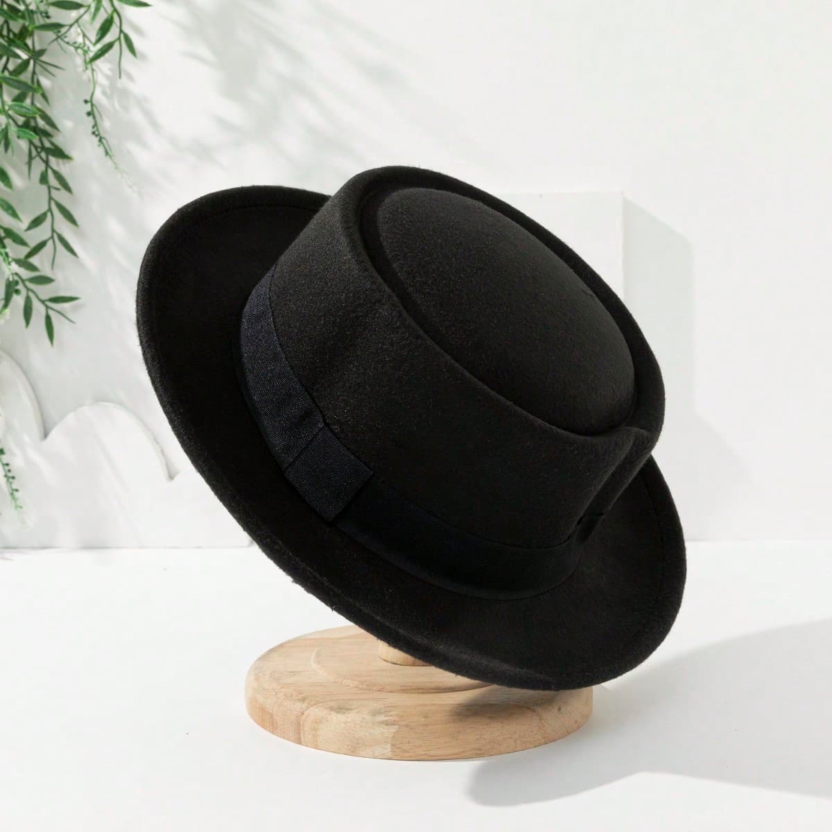1 pièce Chapeau en feutre noir unisexe avec décoration de ruban pour porter en plein air et décontracté, adapté pour une utilisation quotidienne