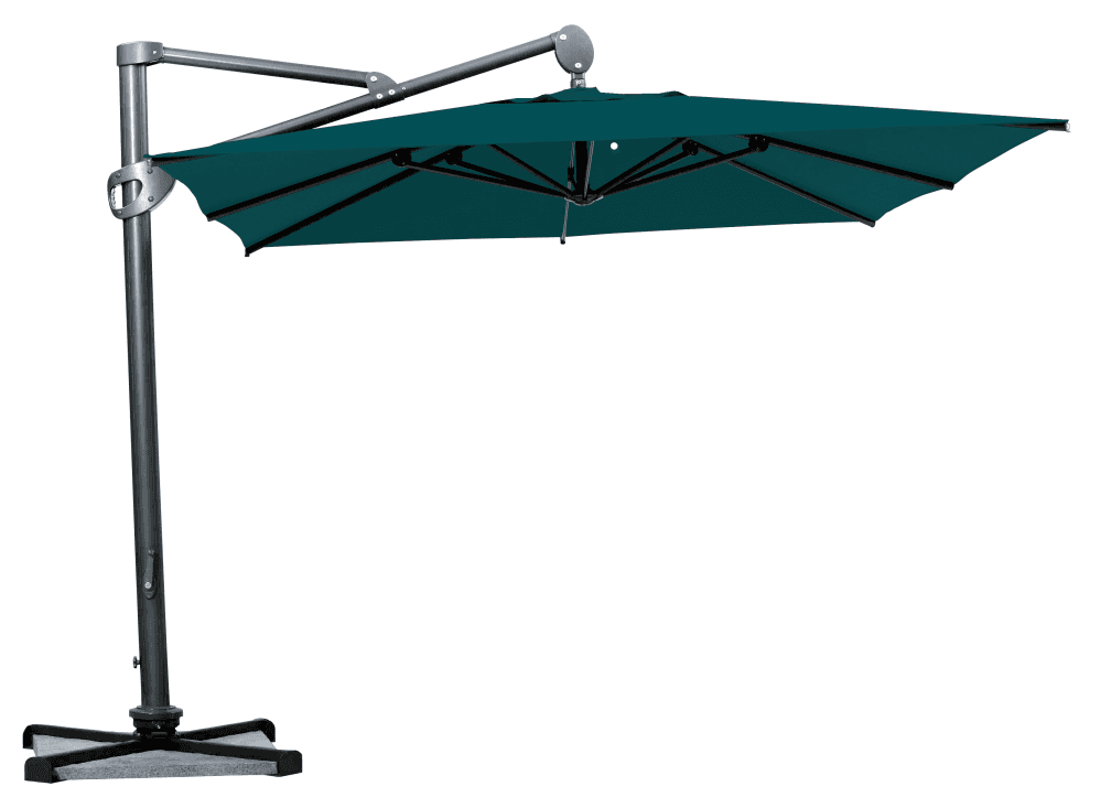 Parasol déporté Helios résistant au vent Carré 300x300 Acrylique sunbrella premium Rainforest | La Maison du Parasol